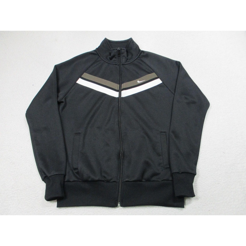 Nike Jacket Womens L Black‎ White Full Zip Track Colorblock Athletic 577711-014